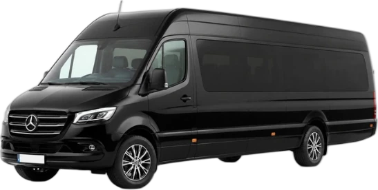 Black Mercedes-Benz Sprinter 16-seat minibus